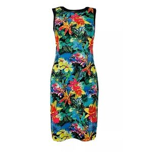 Spense Tropical Floral Sleeveless Dress – Vibrant Vacation Vibes Size 10